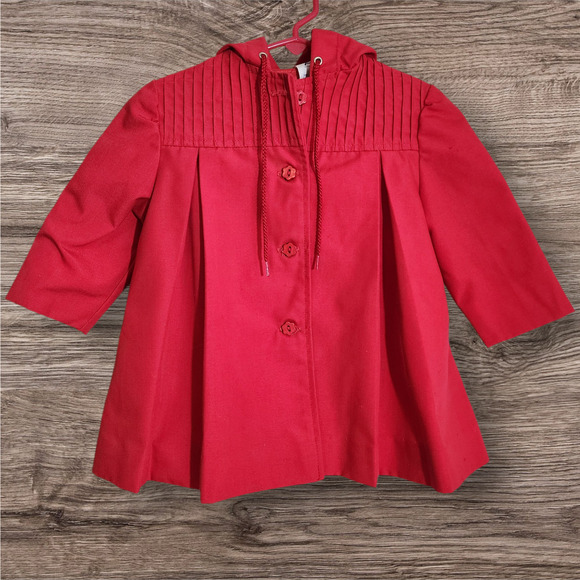 Vintage Weather Tamer toddler hooded fully lined red button front coat size 2T - Picture 1 of 12